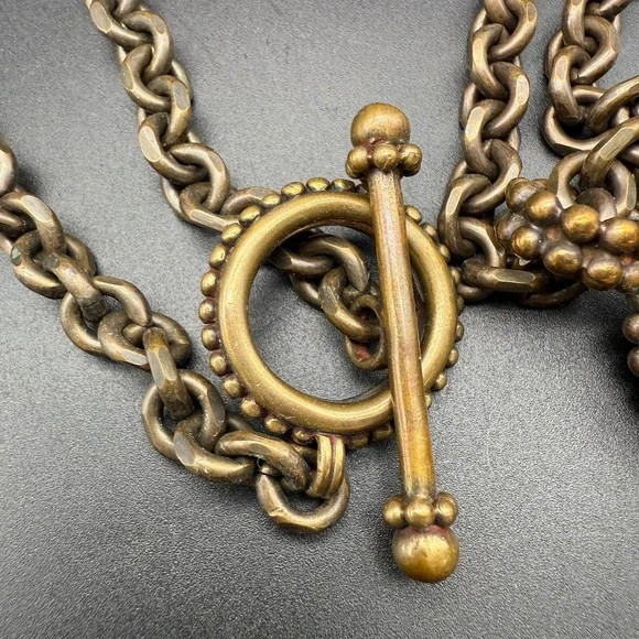 Stephen Dweck 1994 Vintage Bronze Toggle Necklace Citrine Pendant 32" Chain Sign - Picture 4 of 8